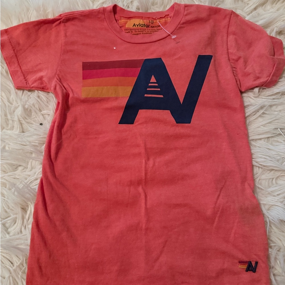 Aviator Nation Coral and Navy Kids Tee
